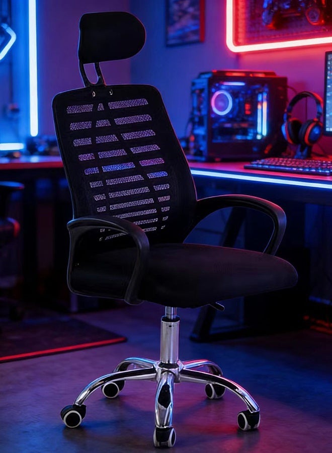 JCB CHIC Ergonomic Mesh Office Chair, Mid-Back Desk Chair with Lumbar Support and Rolling Casters, Adjustable Height Swivel Computer Chair for Home Office - Image 1